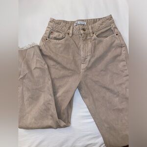 Zara beige high rise mom jeans